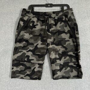 Southpole Men’s Tech Fleece Shorts Sportswear Size Lg Camo Black Grey